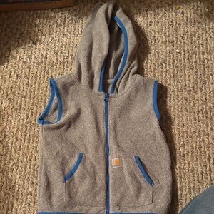 Carhartt Kids Gray Hoodie Vest with Blue Trim